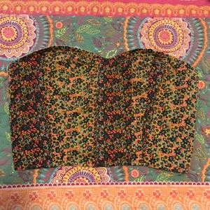 🌙URBAN OUTFITTERS Sparkle & Fade floral strapless crop top🌙